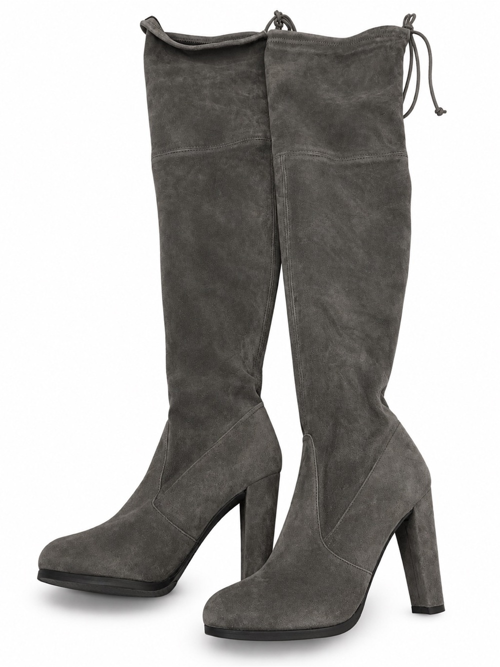 Stuart Weitzman Grey Suede Over-the-Knee Heeled Boots